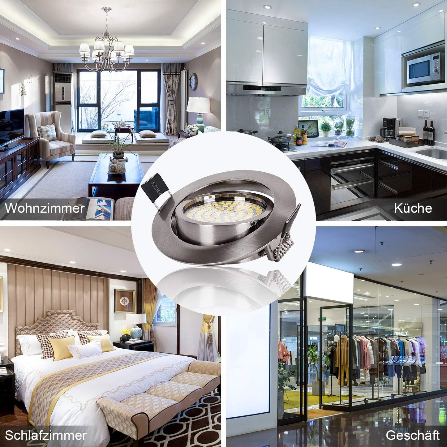 LED Recessed Ceiling Spot Lights 5W Cool White 6000K Downlight Ultra Slim Not Dimmable Rotatable Spotlights IP20 Protection for Living Room Bedroom Kitchen, Open Hole Size 75-80mm, Pack of 8