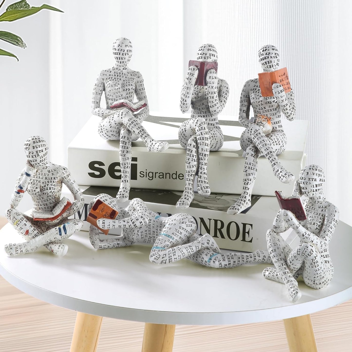 Home Decor Pulp Reading Women Thinker Statue Aesthetic Sculpture Room Decor Modern Abstract Decoration on Shelf Table Desk for Living Room Office Bedroom C