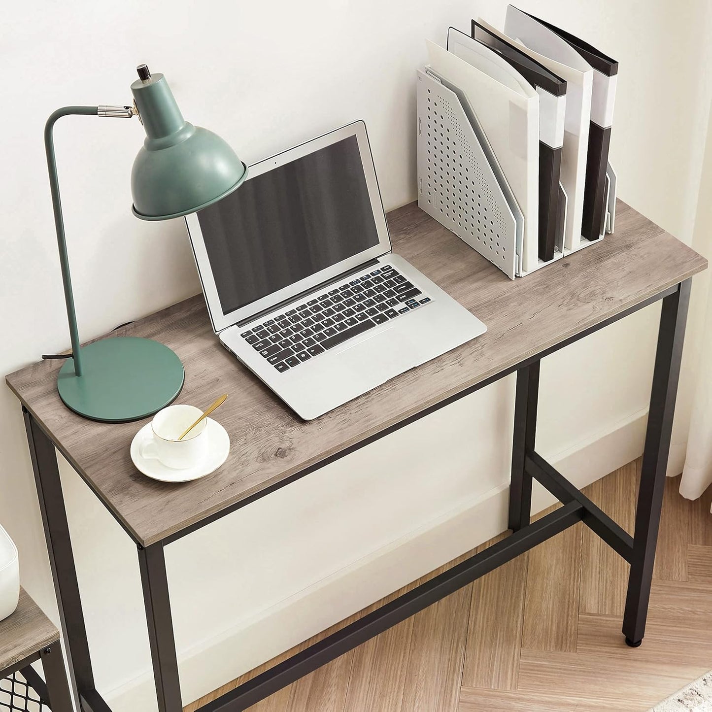 Bar Table, Kitchen Table, Pub Dining High Table, Sturdy Steel Frame, 40 x 100 x 90 cm, Easy Assembly, Industrial Design, Greige and Black LBT010B02