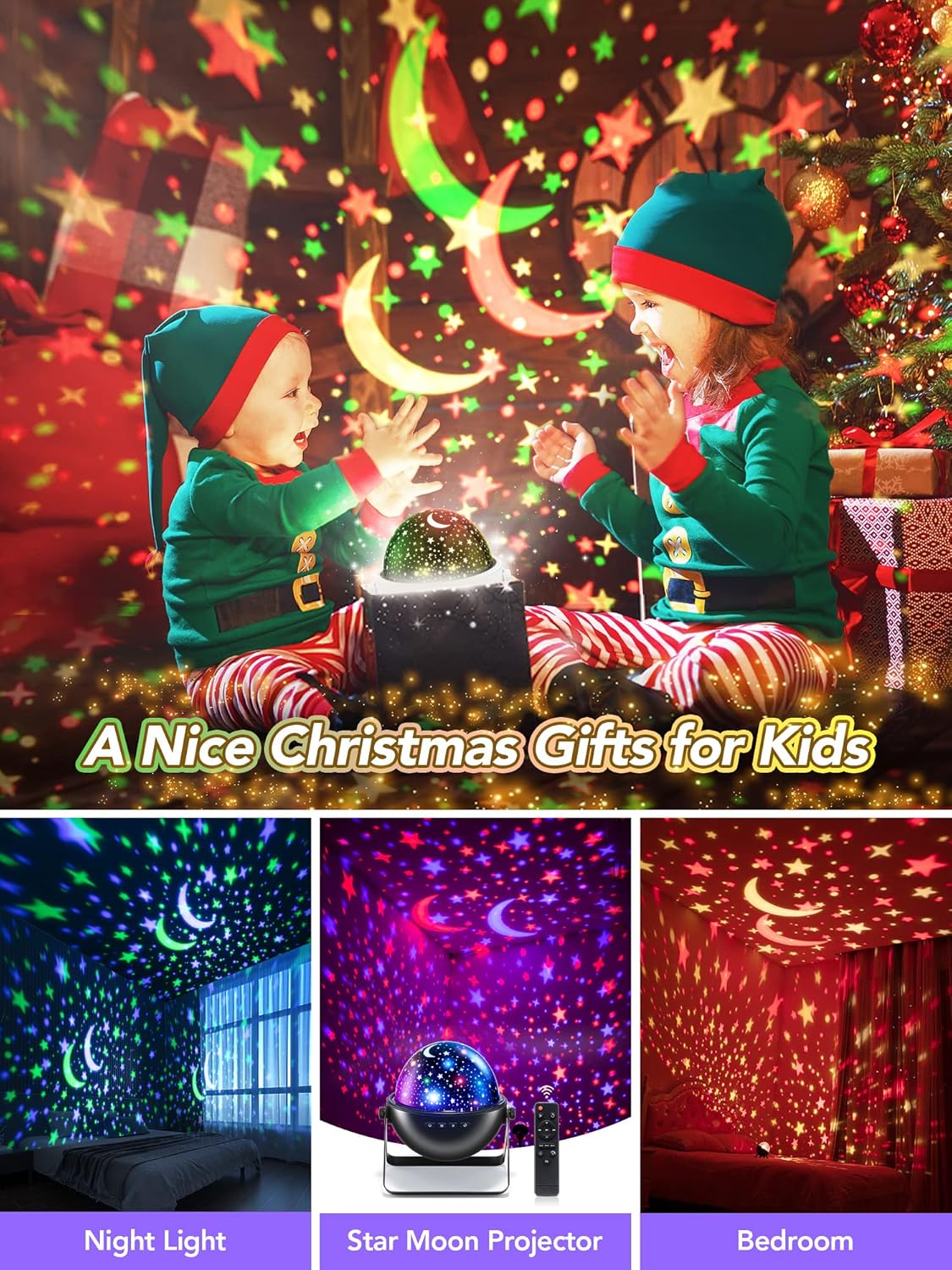 Night Light Projector, Baby Projector for Kids Bedroom, Bluetooth Kids, 12 Modes Sensory Lights Star Light, Gift,Room Decor