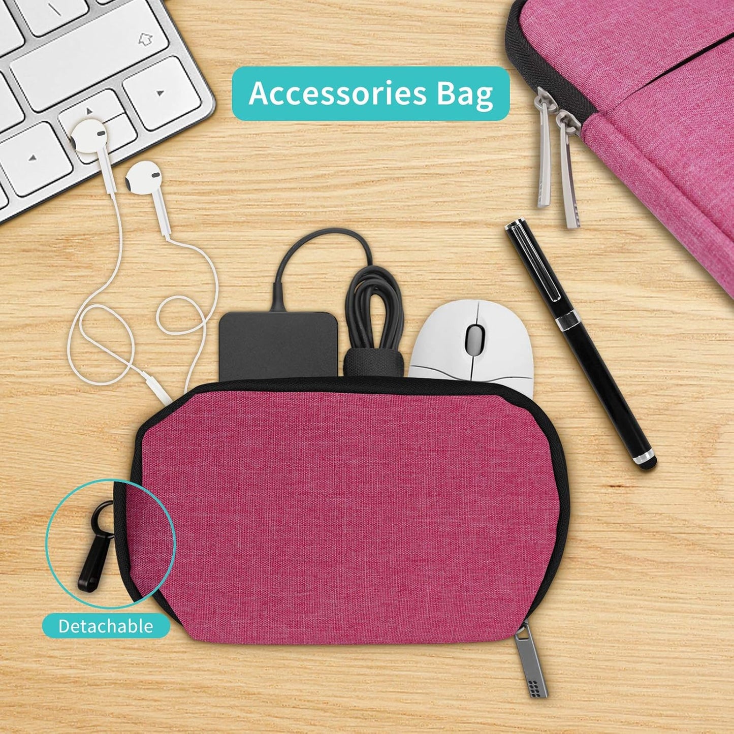 14-14.2 inch Laptop Sleeve Case, Waterproof Shock Resistant Lightweight Bag with Accessory Pocket, Protective Notebook Case with Detachable Small Bag, Compatible with 14.2” MacBook Pro A2442