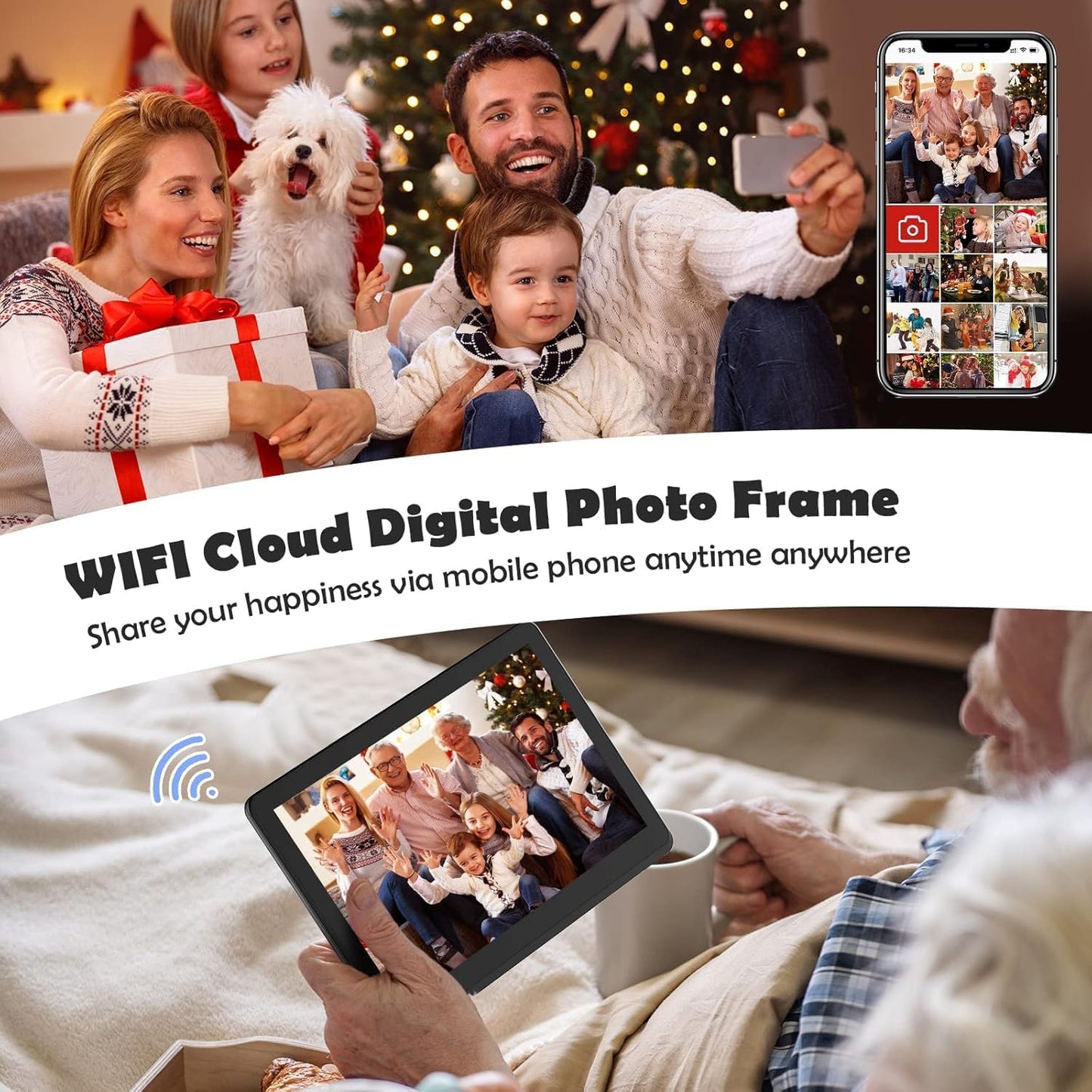 8.1 Inch WiFi Digital Photo Frame with 32GB Storage & 32GB Card, Smart Picture Frames, Electronic Photo Frame