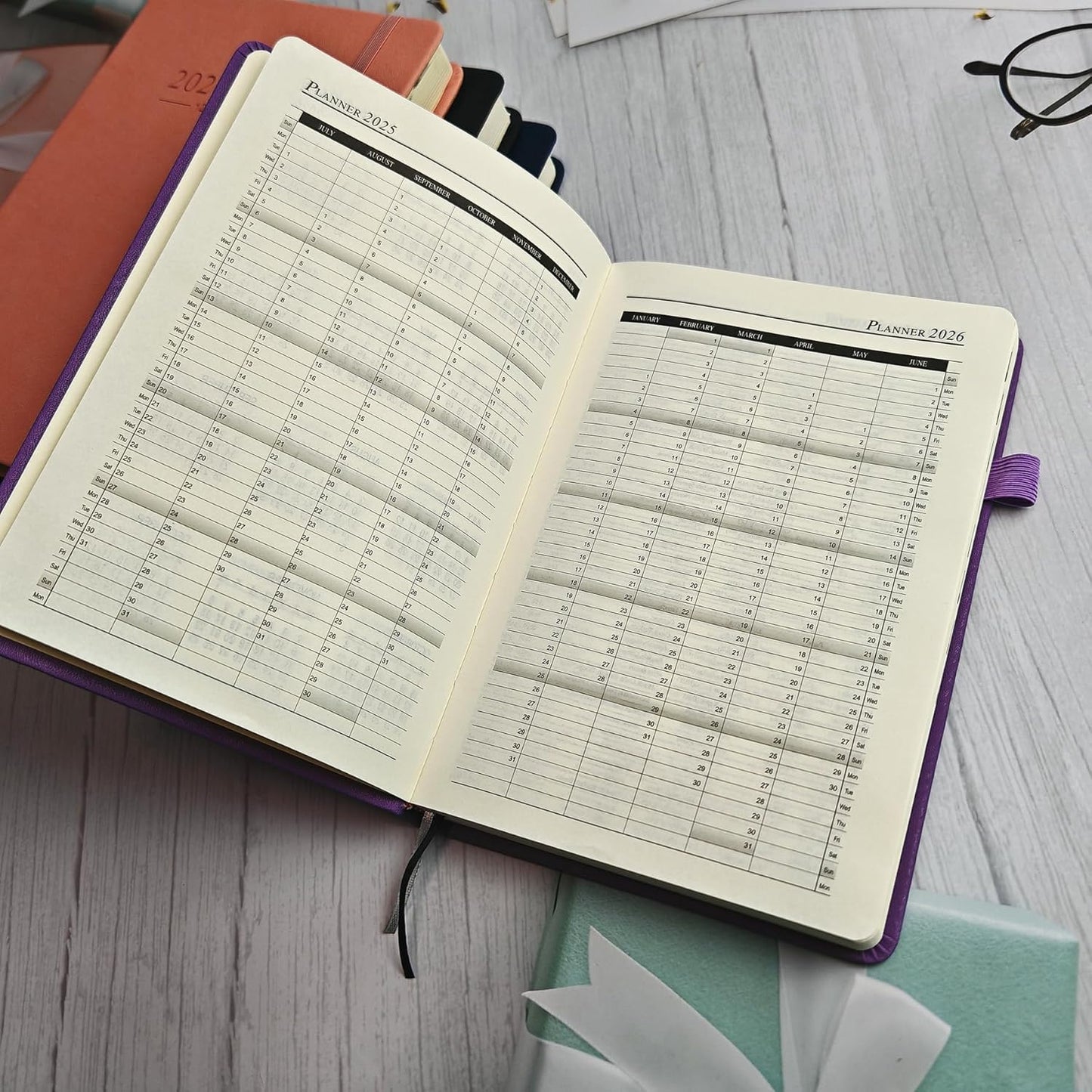 Diary 2025-2026 A5 Day Per Page, 12 Months 2025-2026 Diary From July 2025 to June 2025, Productivity A5 Daily Planner with Monthly Tabs, 2 Bookmark, Pen Loop and Inner Pocke (Black)