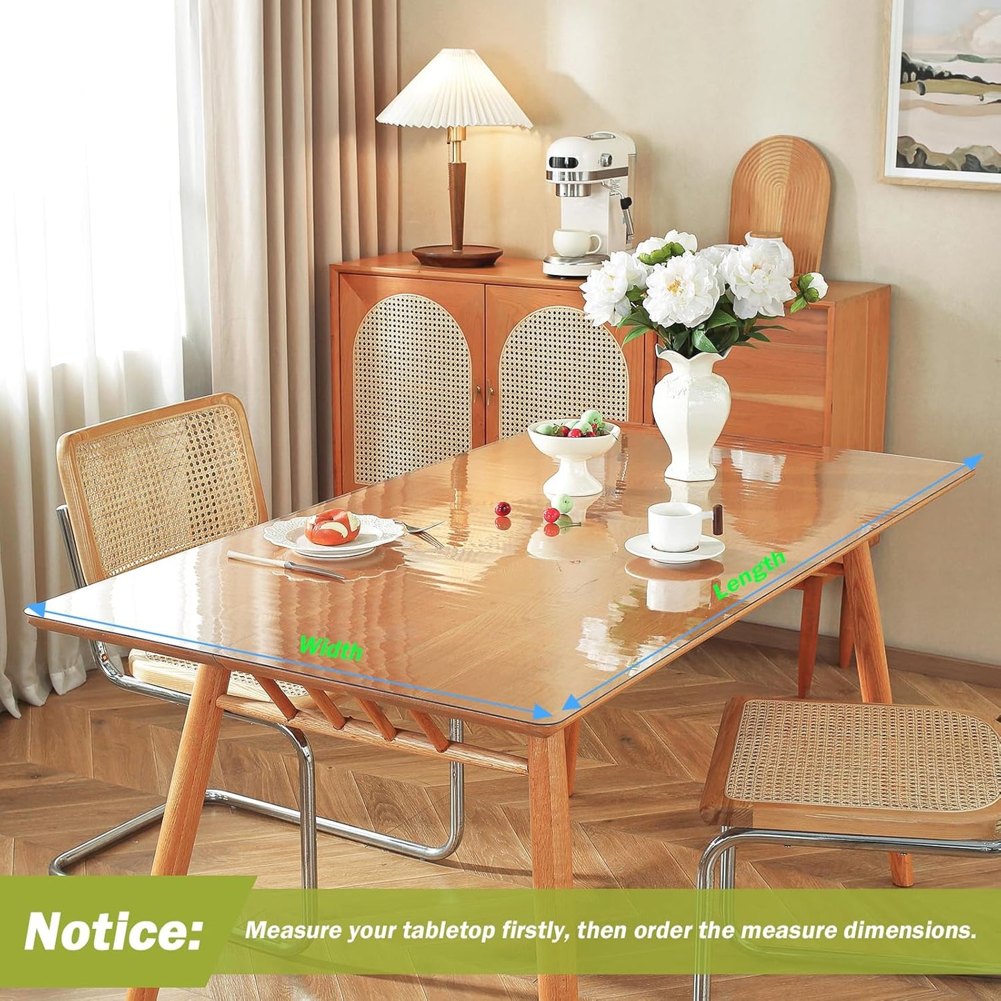 Clear Table Protector,Table Protector for dining room table, Thick Waterproof Plastic Table Cover