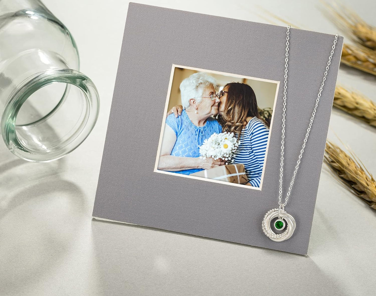 60th Birthday Gifts for Women Jewellery, 925 Sterling Silver Sapphire Birthstone Necklace, Six Rings for Six Decades