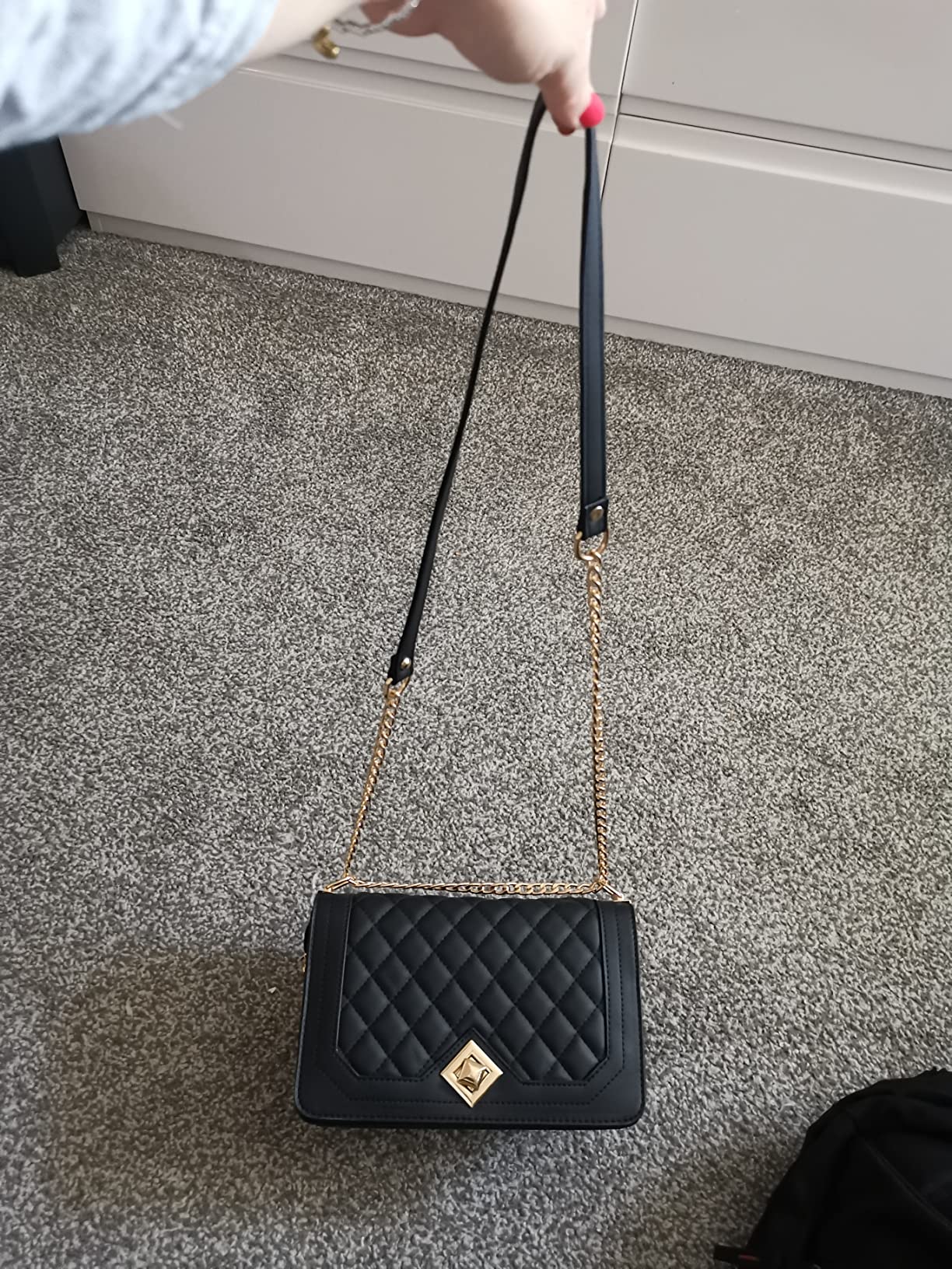 New Women Crossbody Quitted Bags Black Trendy Cross Body Purse Shoulder Bag
