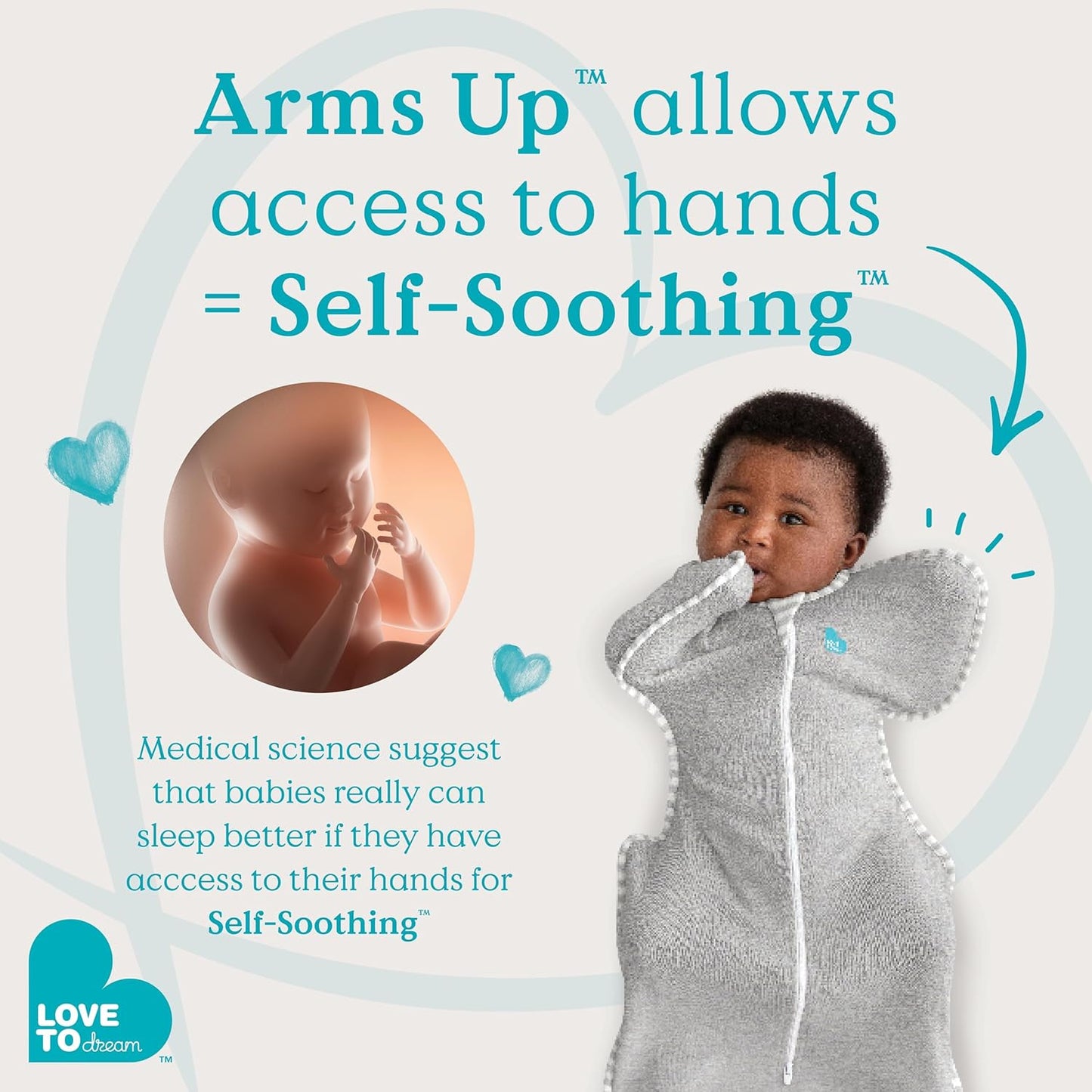 Swaddle Up, Small 3.5-6 kg, Dusty Blue, Snug Fit Supports Good Sleep, 2.5 Tog Suitable for Cooler (16-20°C) Temperature