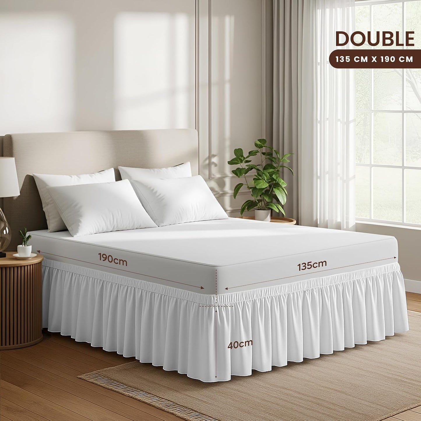 Valance Sheet Double - Soft Brushed Polyester Microfiber Bed Ruffle