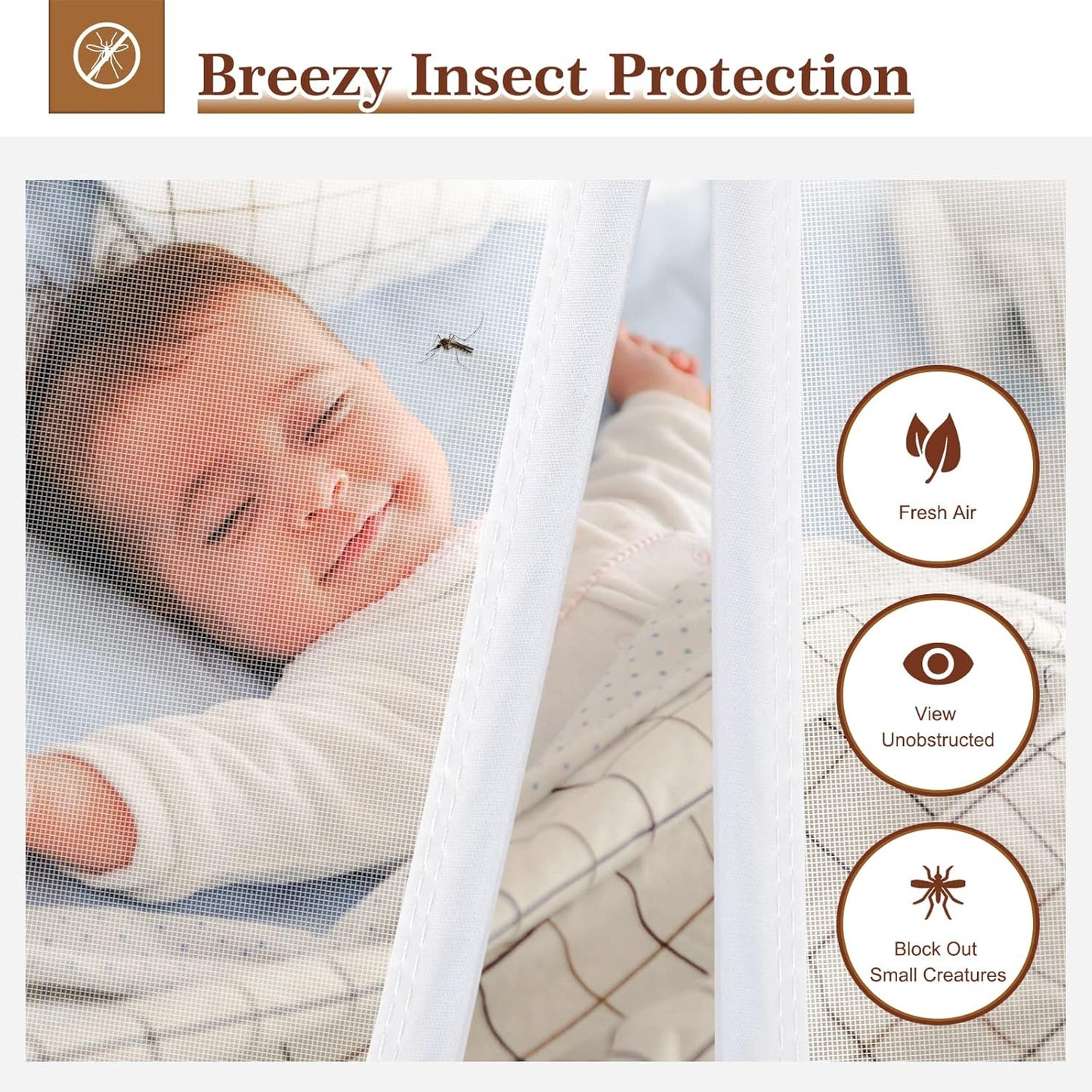 Side Opening Fly Screens for Doors 120 x 220 cm, Reinforced Polyester Sewing Mosquito Net Curtain for Balcony, French, Sliding Glass Door