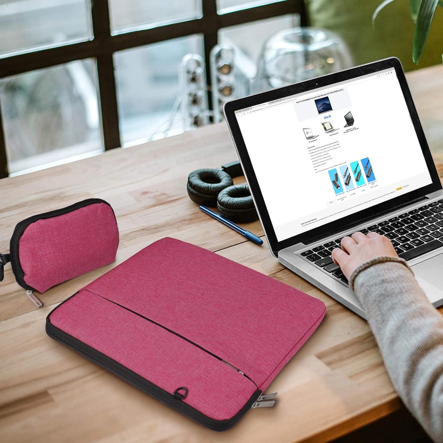 14-14.2 inch Laptop Sleeve Case, Waterproof Shock Resistant Lightweight Bag with Accessory Pocket, Protective Notebook Case with Detachable Small Bag, Compatible with 14.2” MacBook Pro A2442