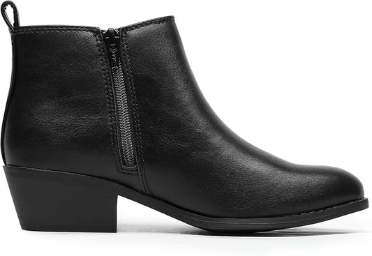 Chelsea Boots Women Fashion Ankle Booties Classic Low Heel Side Zip Shoes