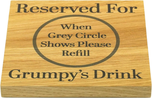 Reserved for Grumps Drink Oak Veneer Coaster (Grumpy Solid Oak)
