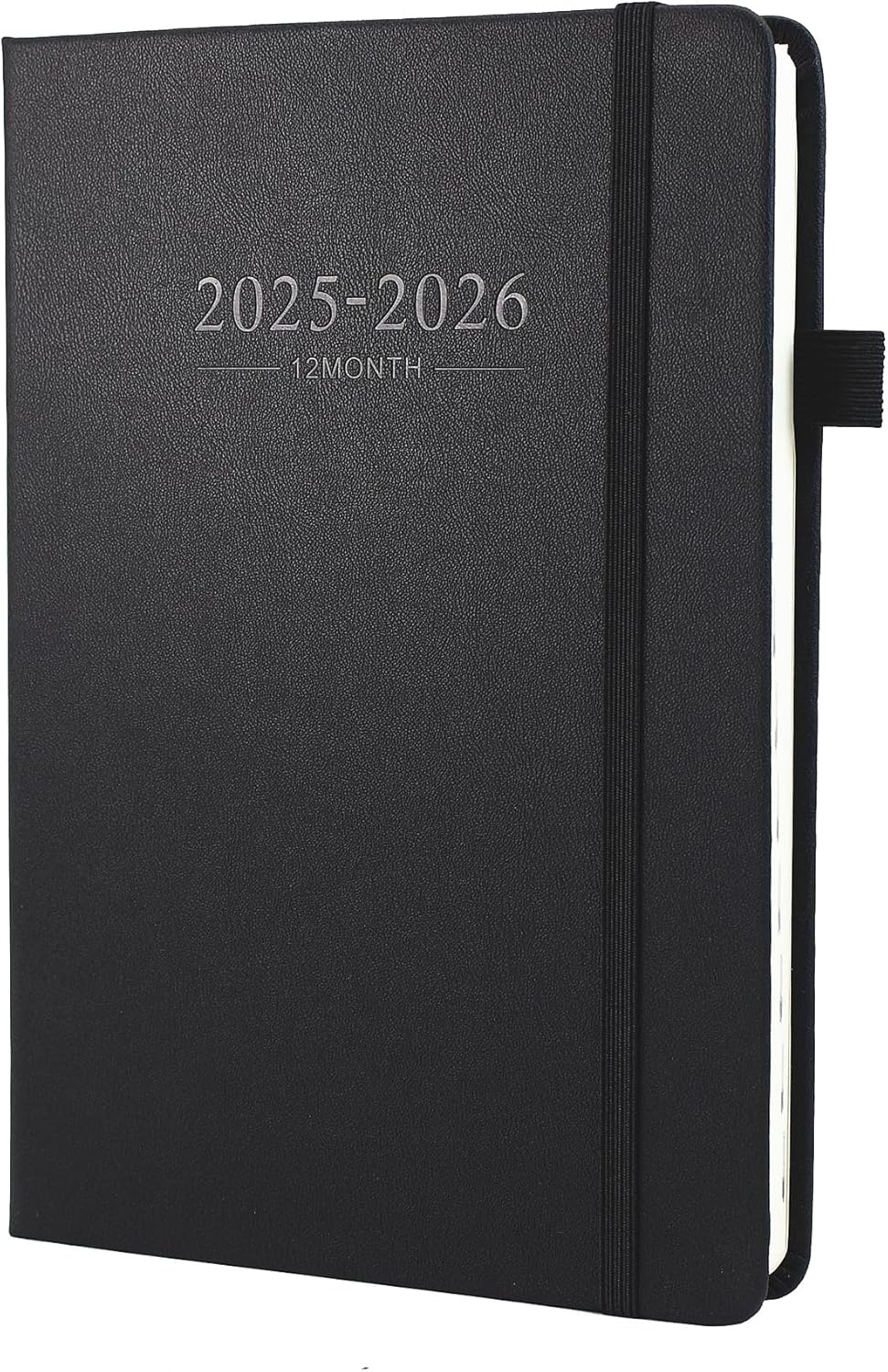 Diary 2025-2026 A5 Day Per Page, 12 Months 2025-2026 Diary From July 2025 to June 2025, Productivity A5 Daily Planner with Monthly Tabs, 2 Bookmark, Pen Loop and Inner Pocke (Black)
