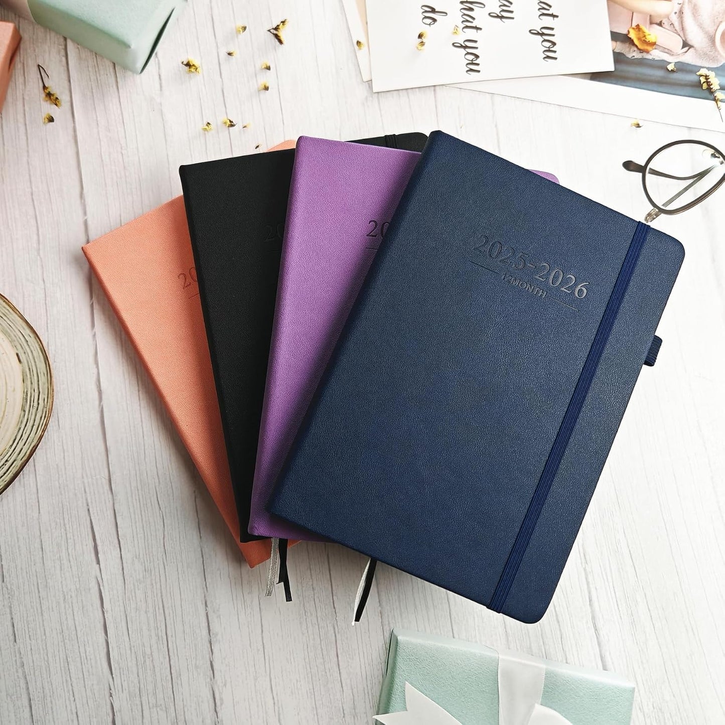 Diary 2025-2026 A5 Day Per Page, 12 Months 2025-2026 Diary From July 2025 to June 2025, Productivity A5 Daily Planner with Monthly Tabs, 2 Bookmark, Pen Loop and Inner Pocke (Black)