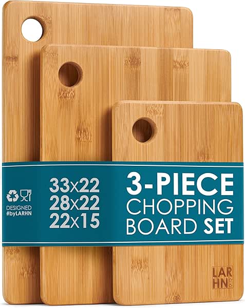 New 3 Piece Bamboo Wooden Chopping Boards Set