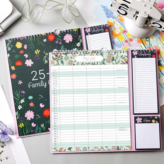 18 Month Wall Calendar with Large Blocks and Seasonal Pattern