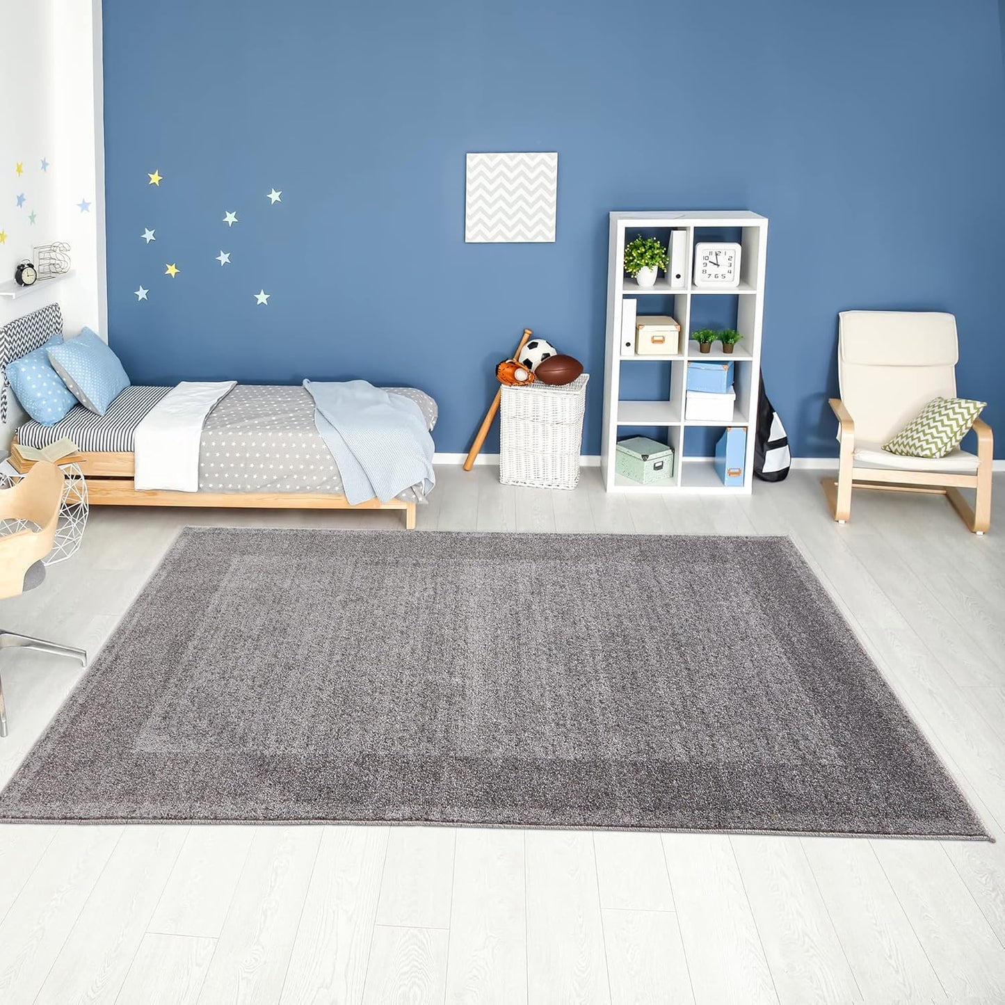Ultra Soft Area Rug – Modern Luxury Fluffy Rug, Grey Plain Pattern Rugs for Living Room, Bedroom, Kids Room (120x170 cm, Grey)