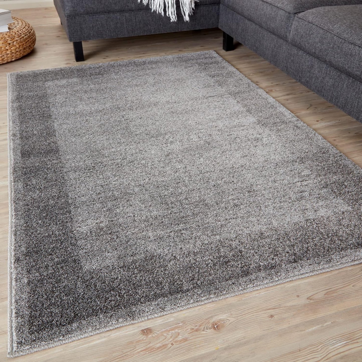 Ultra Soft Area Rug – Modern Luxury Fluffy Rug, Grey Plain Pattern Rugs for Living Room, Bedroom, Kids Room (120x170 cm, Grey)