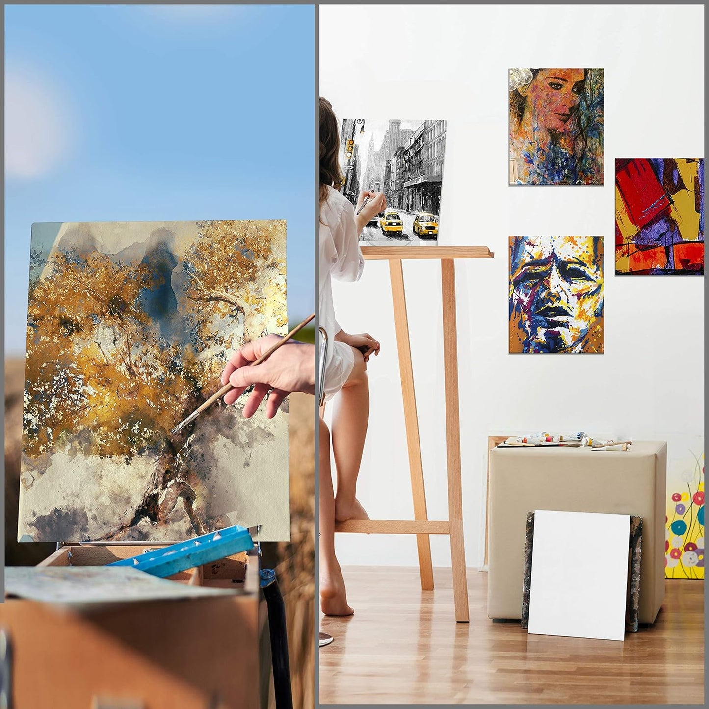 Primed Canvas Panels 18 x 24" - Blank Cotton Canvas Board for Acrylic, Oil Painting, and Sketching