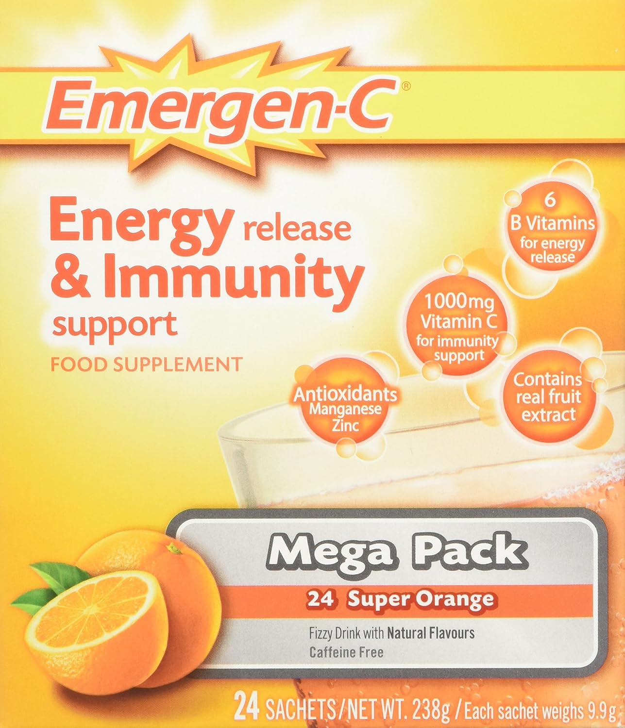 Emergen-C Multiminerals For Adults, With Vitamin C, Super Orange 24pk