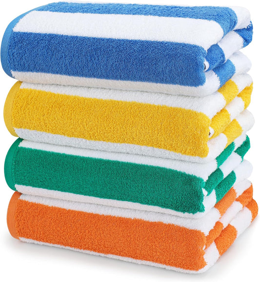 New 4 Pack Stripe Beach Towels Cotton Quick Dry Swim Towels
