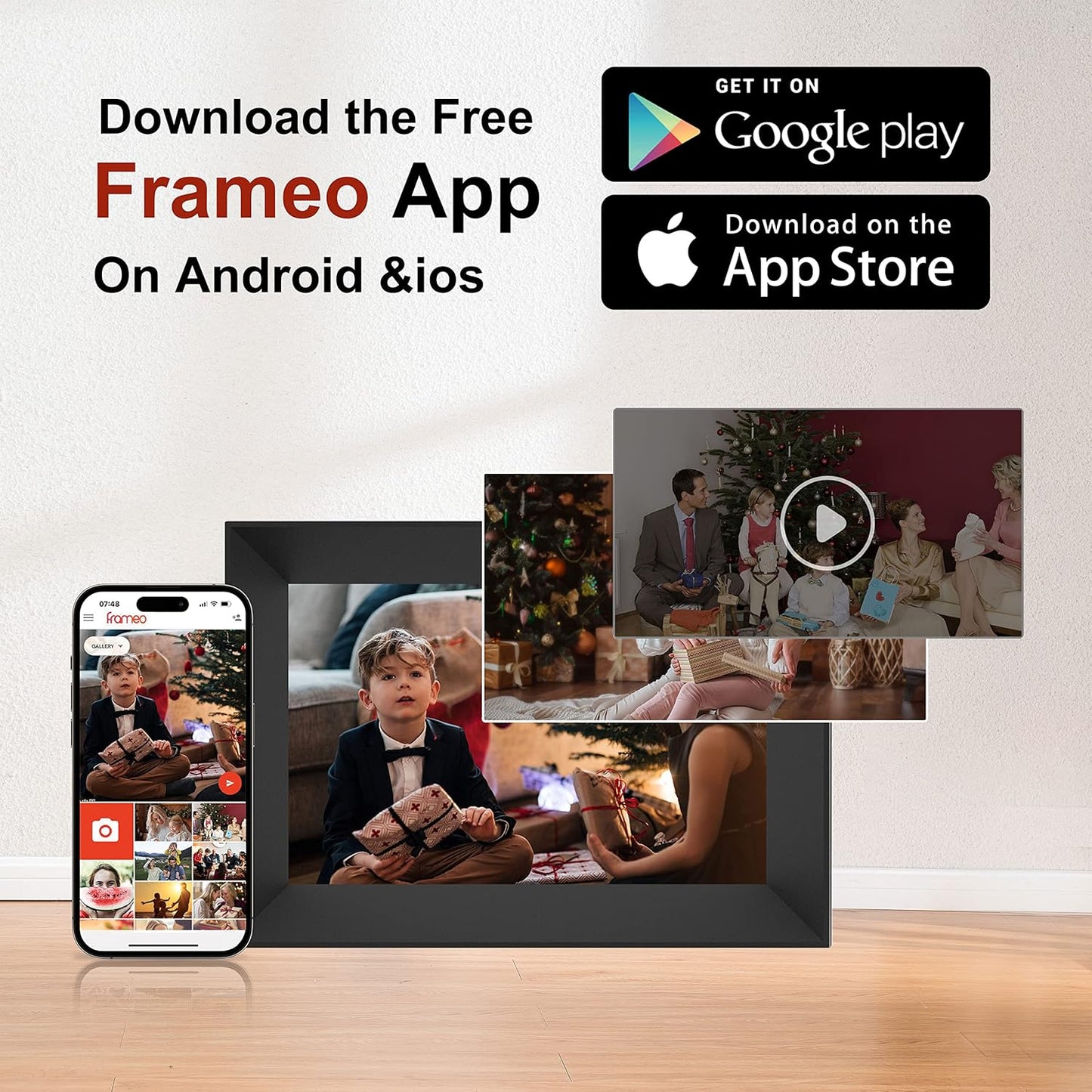 Frameo 8 Inch WiFi Digital Photo Frame, 16GB Storage Touch Screen Smart Cloud Photo Frame, Easy Setup to Share Photos or Videos via Frameo APP, Auto-Rotate