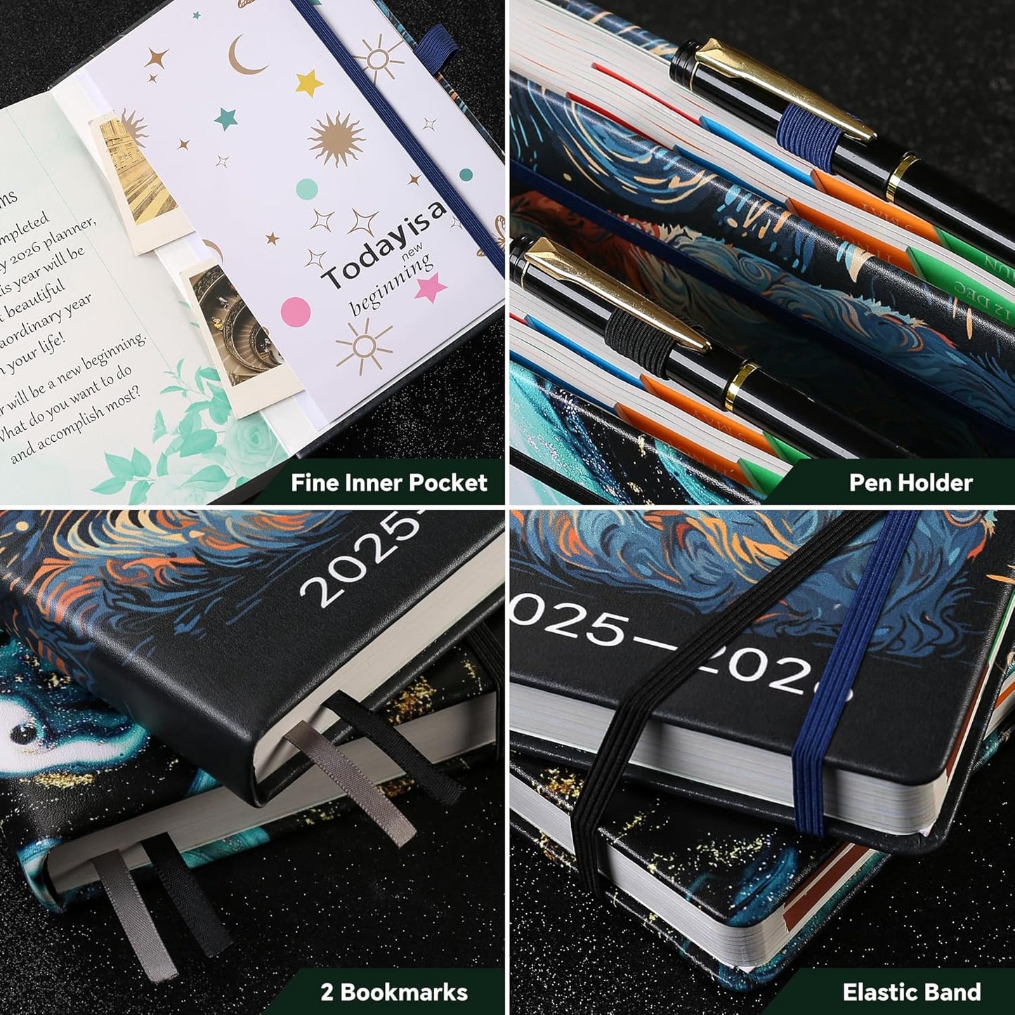 Diary 2025-2026 - Academic Diary A5 Page a Day, Mid-Year Planner (Aug.25-Jul.26) with Monthly View, Pen Set, Colourful Tabs Famous Quotes, Inner Pocket, Cat Theme