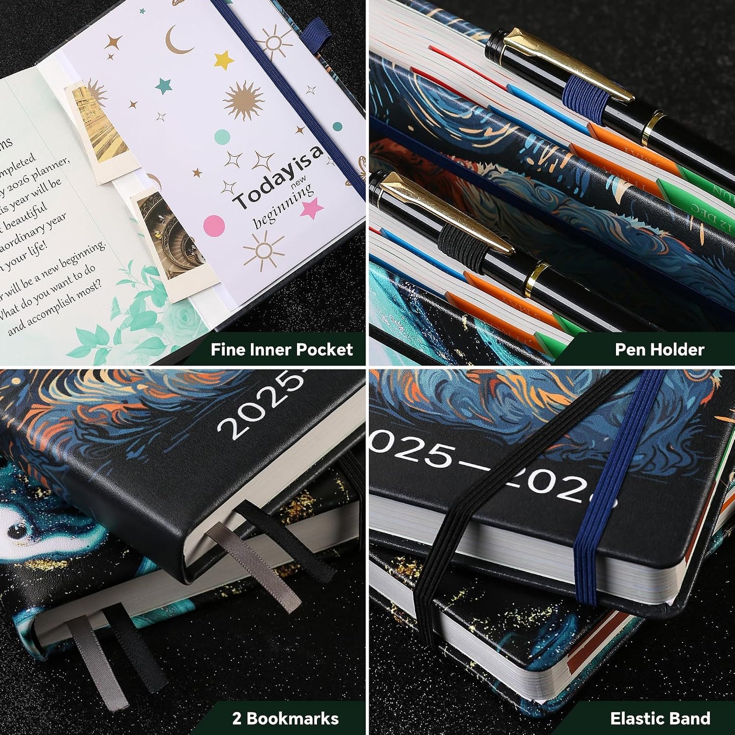 Diary 2025-2026 - Academic Diary Page a Day with Monthly View, Pen Set, and Colourful Tabs