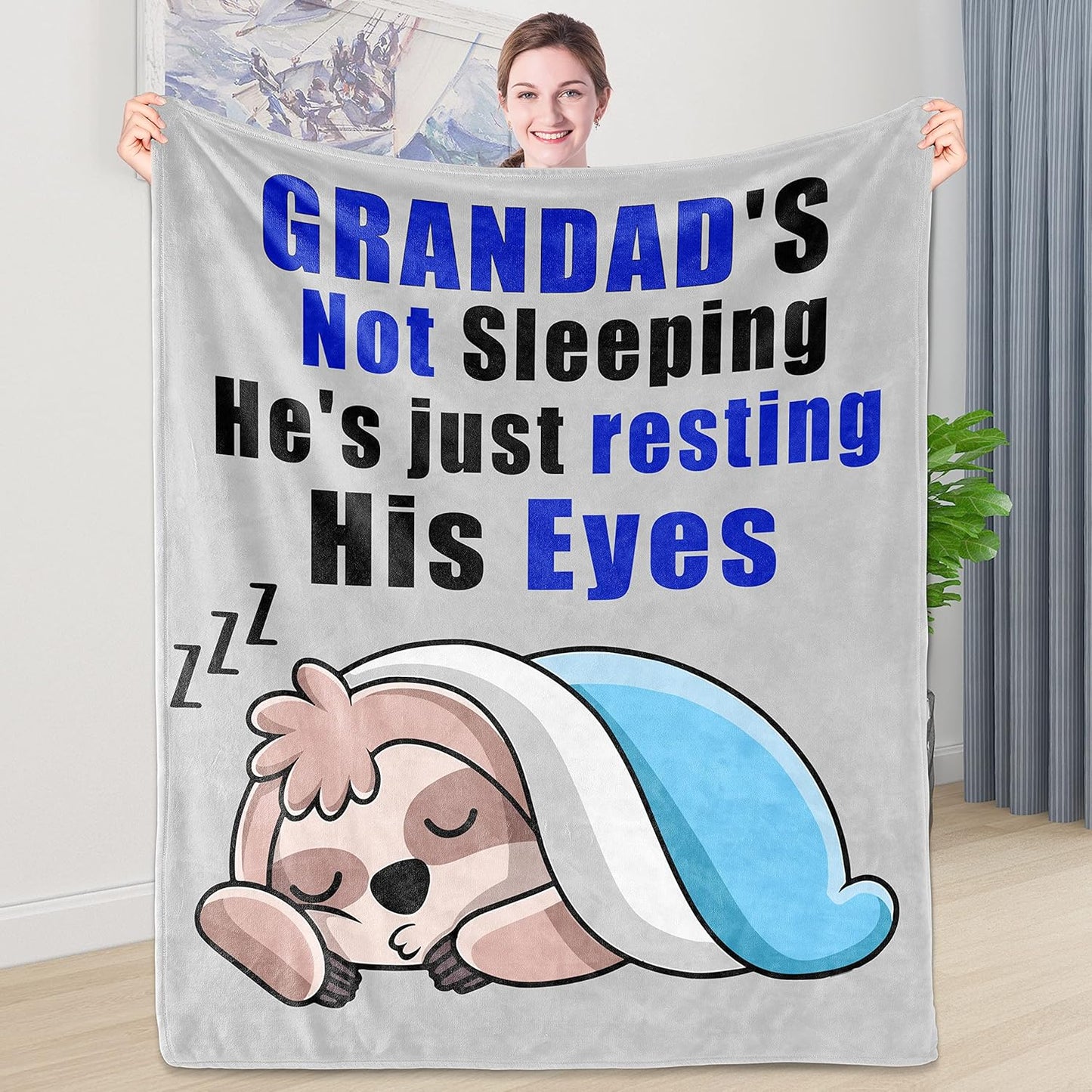 Gifts for Grandad Funny Sloth Flannel Blanket 51 * 59 inch Grandad Gifts from Grandchildren Christmas Fathers Day Birthday Presents