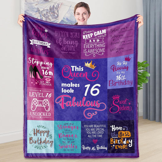 Sweet 16 Birthday Flannel Blanket