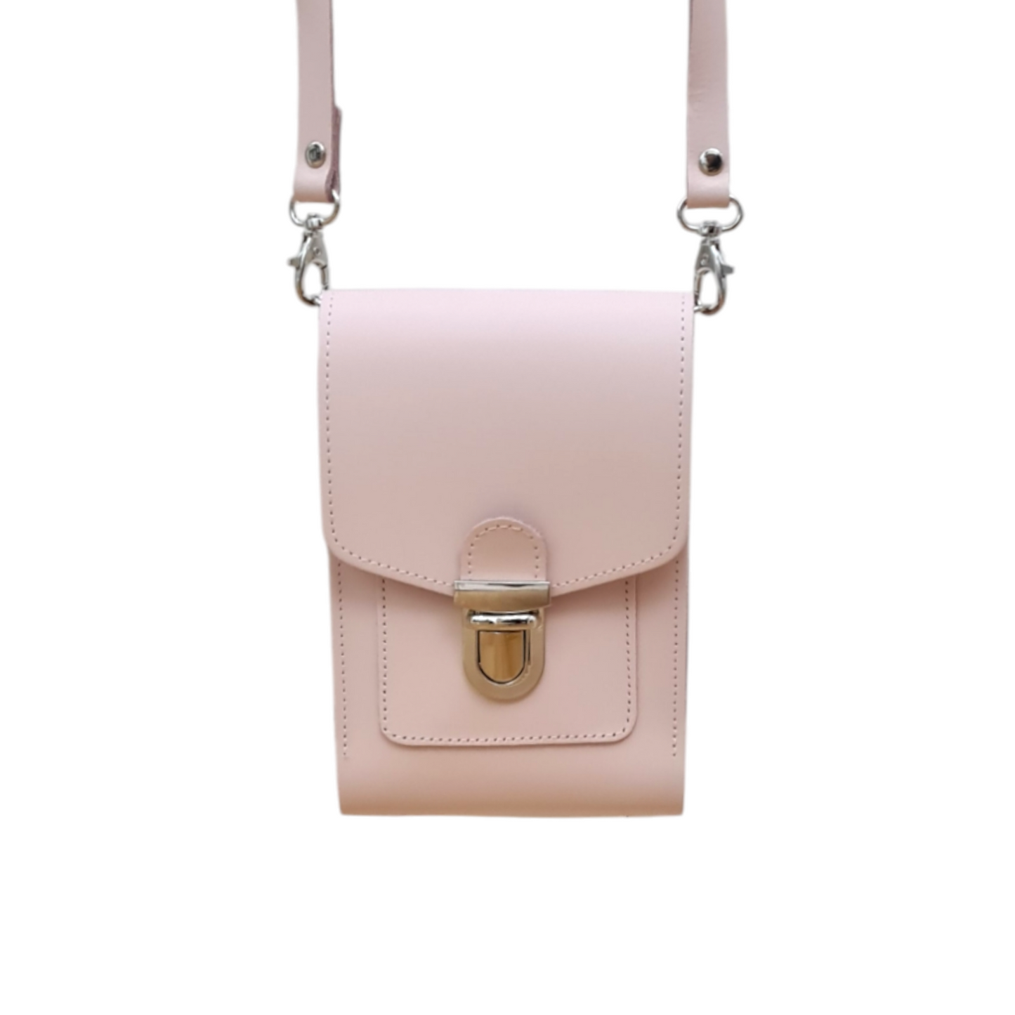 Leather Push Lock Crossbody Phone Case
