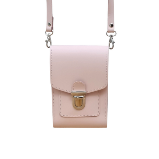 Leather Push Lock Crossbody Phone Case