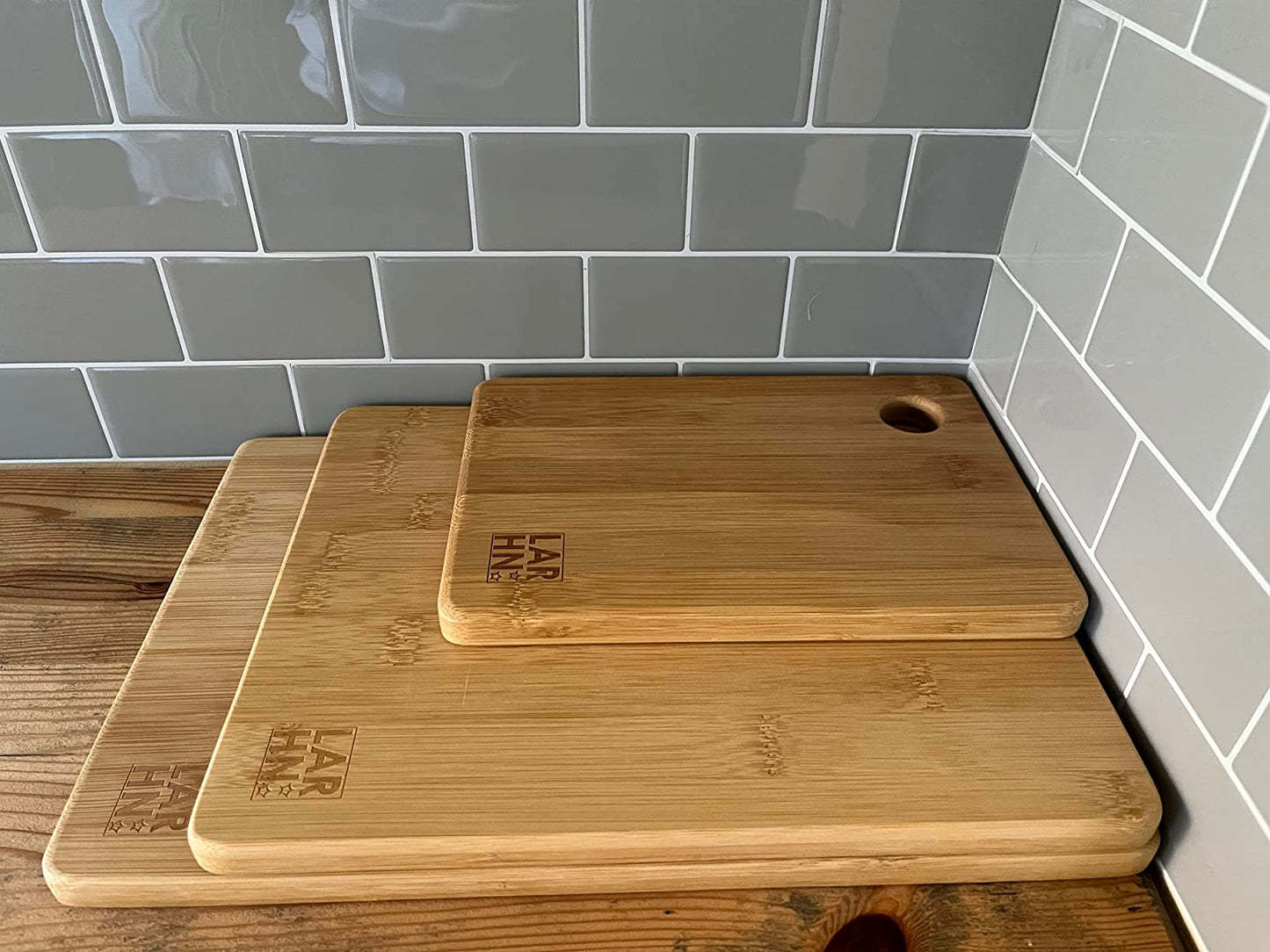 New 3 Piece Bamboo Wooden Chopping Boards Set