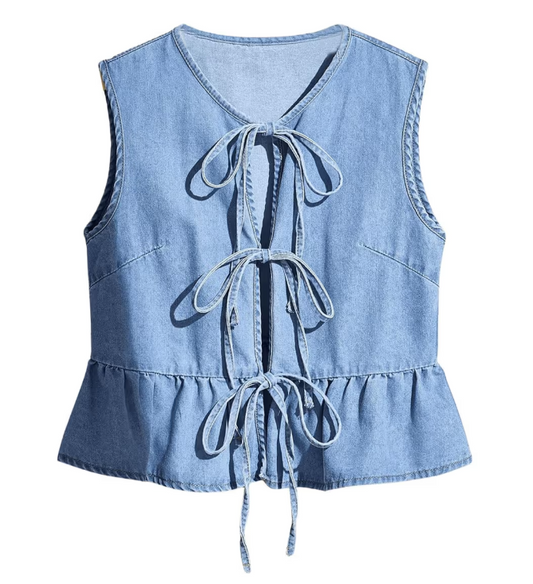 Women's Washed Denim Vest Top