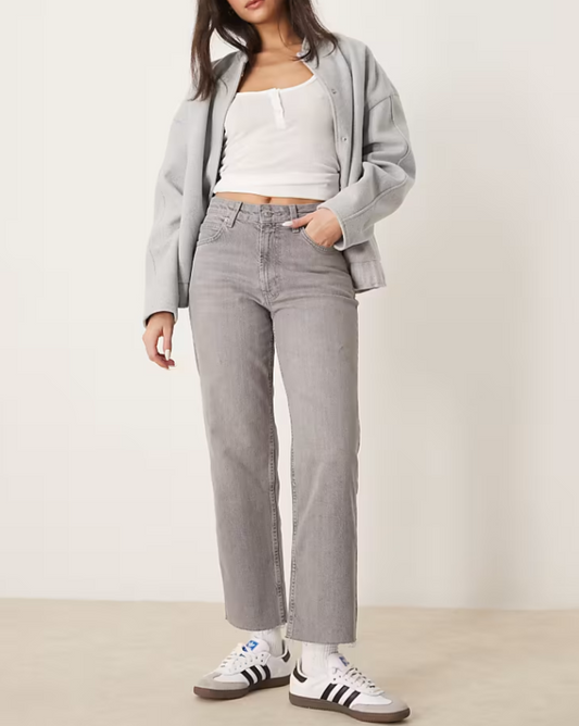 New Grey Women's Ankle Grazer Straight Leg Jeans