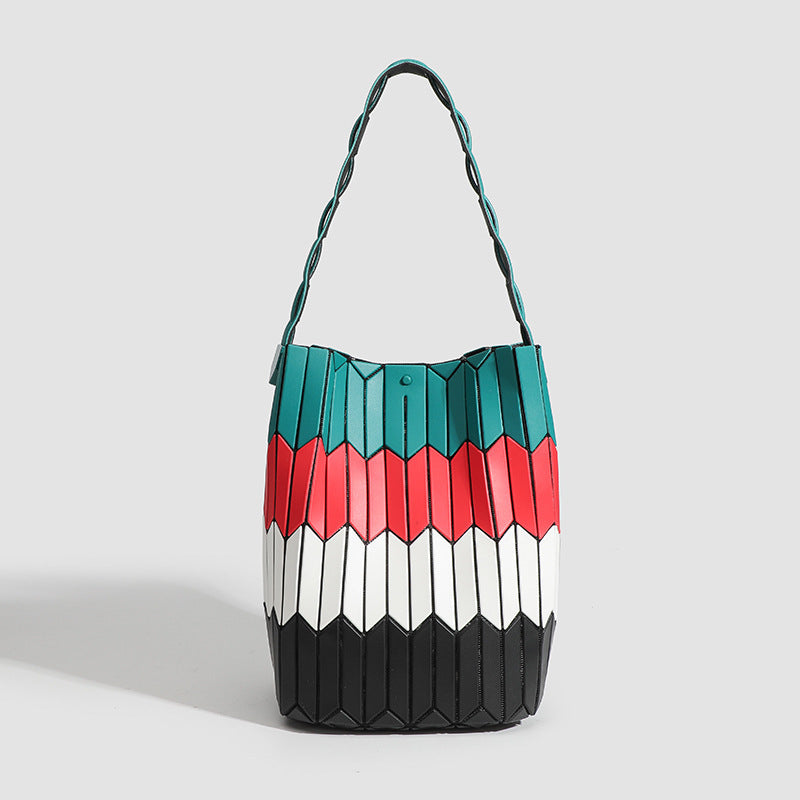 Geometric Rhombus Colour Matching Shoulder Bag
