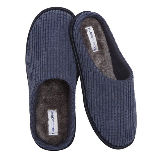 Men's Corduroy Slip On Indoor House Shoes Non Slip Sole Memory Foam Warm Thermal Lined Easy Care Slipper Pair by Sock Stack