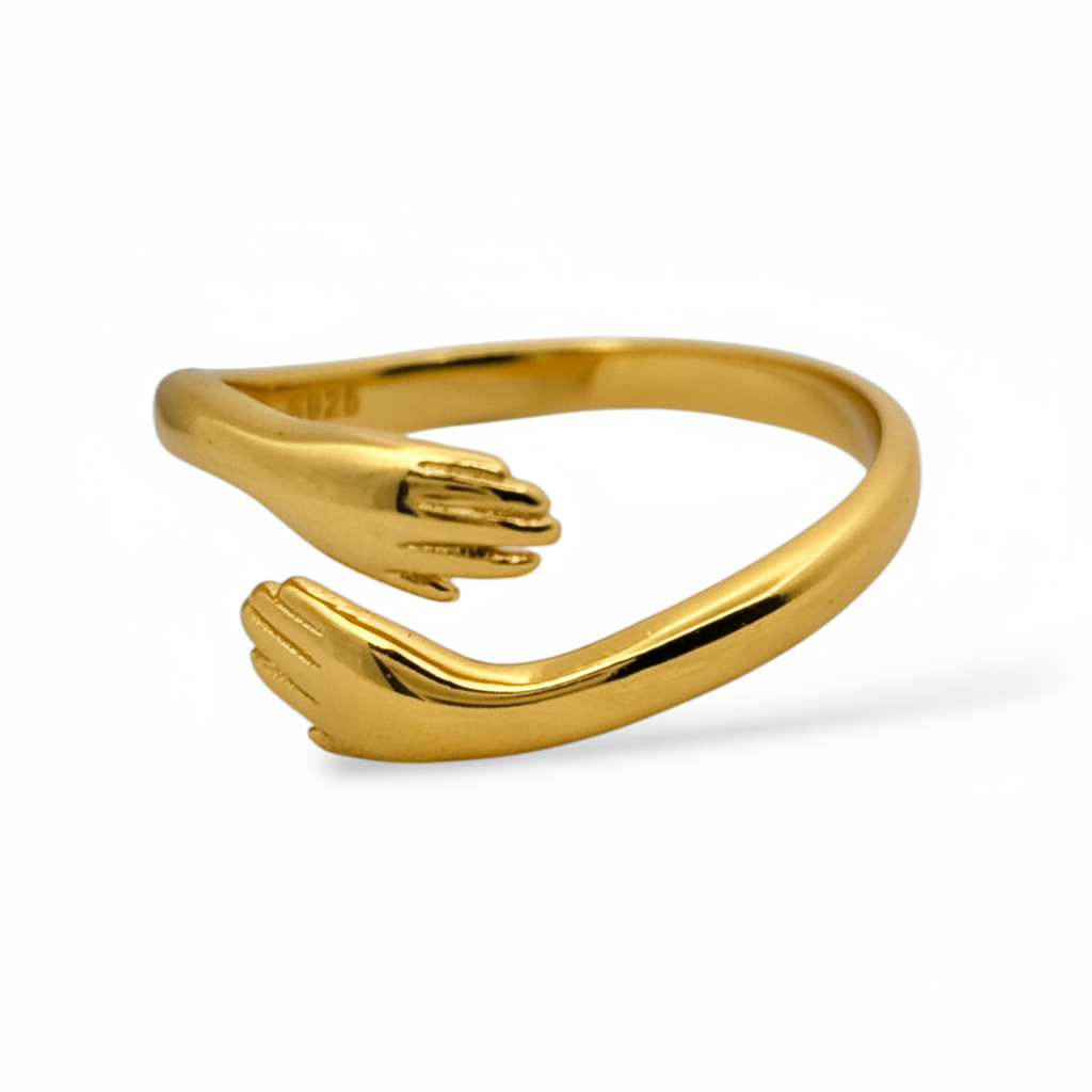 Ameya Adjustable 'Hug Ring' 18k Gold Plated Sterling Silver – Timeless Jewelry