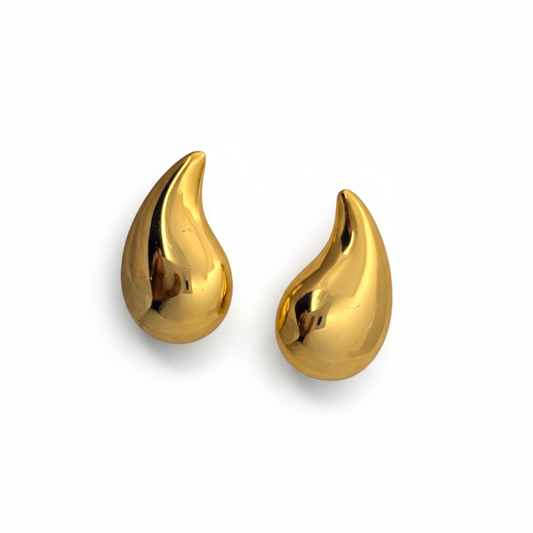 Ameya Teardrop Earrings, 18k Gold Plated, 925 Sterling Silver, Modern Design