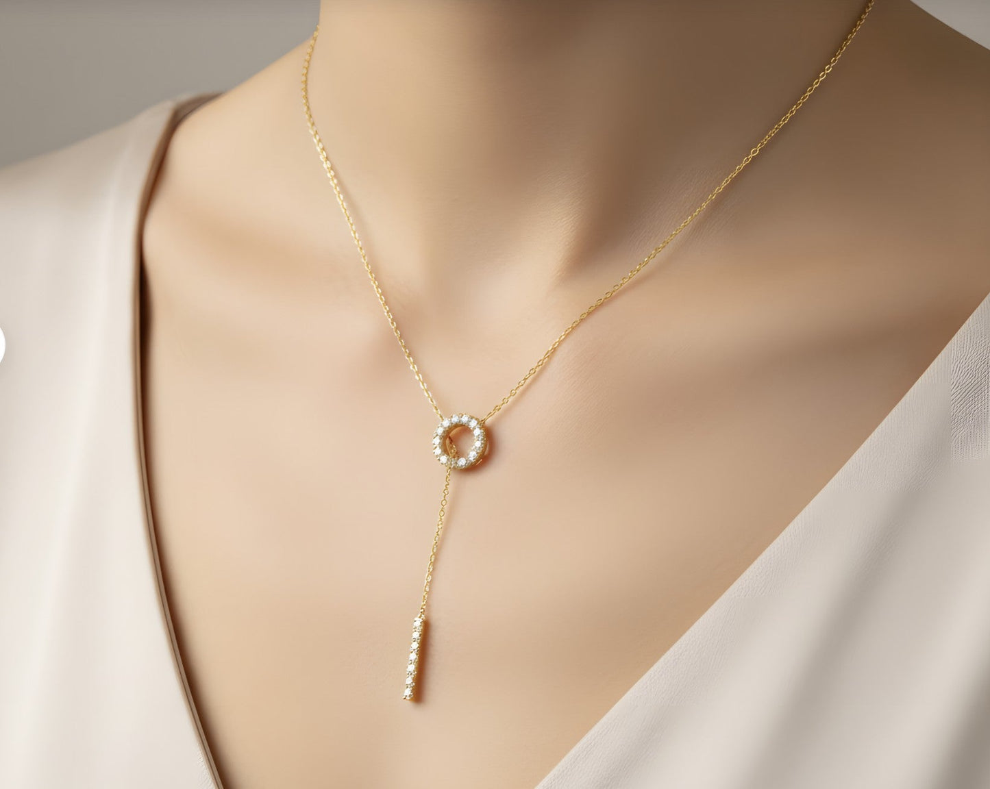 Ameya Celeste Drop Pendant Necklace – 18K Gold Plating on Sterling Silver