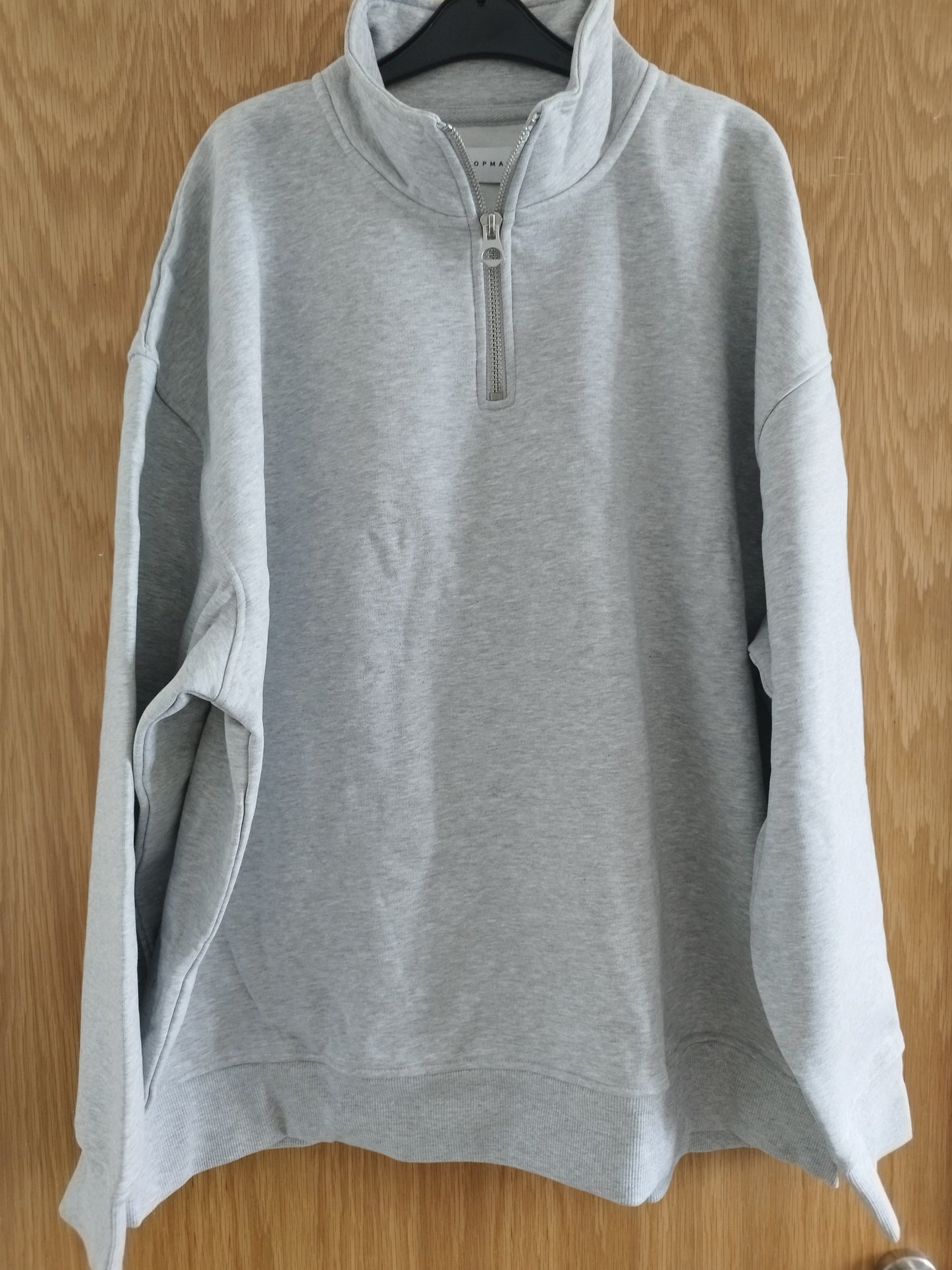 New Grey Topman Heavyweight Oversized 1/4 zip Sweatshirt