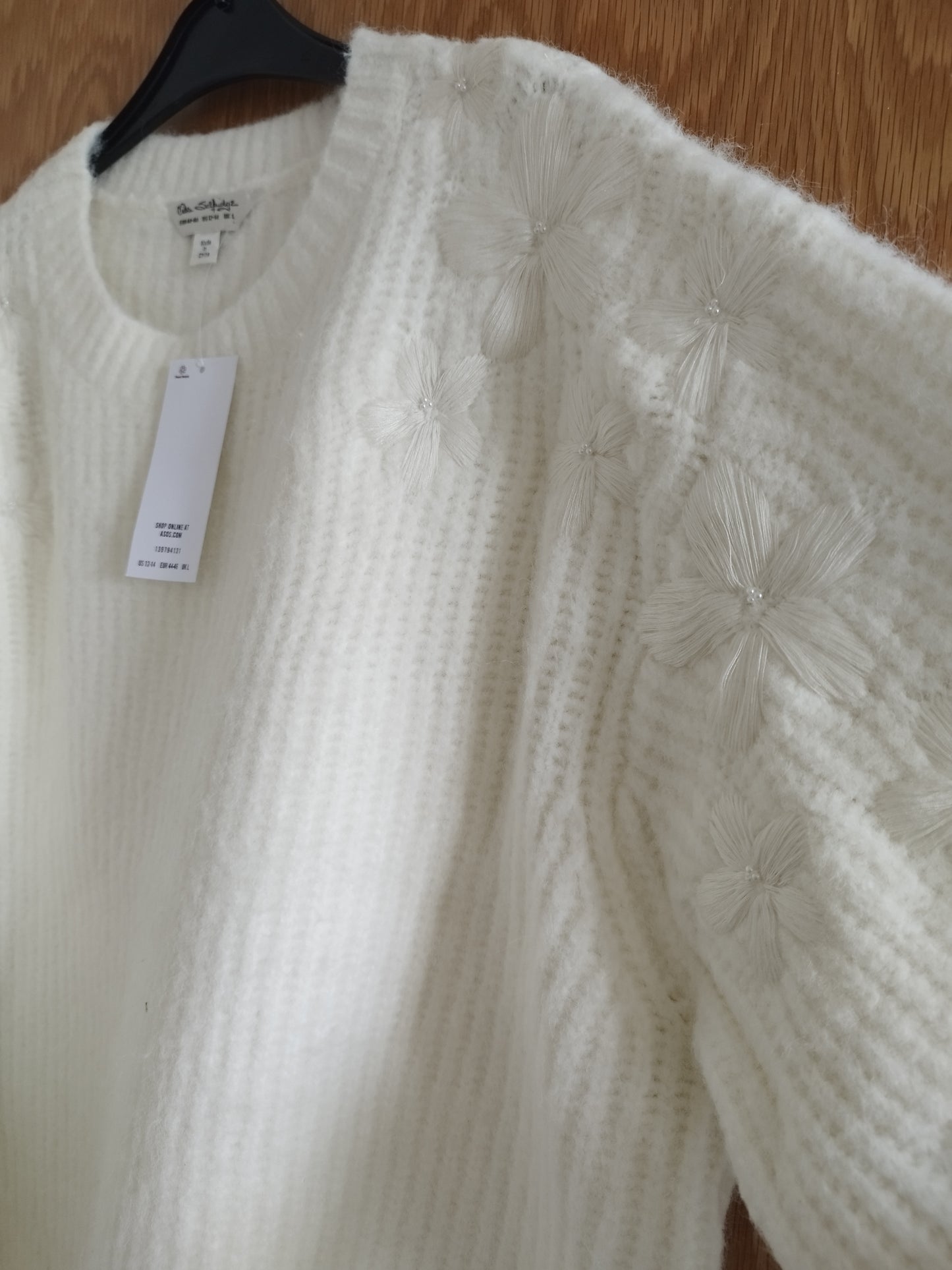 New Miss Selfridge Flower Embroidered Cream Jumper