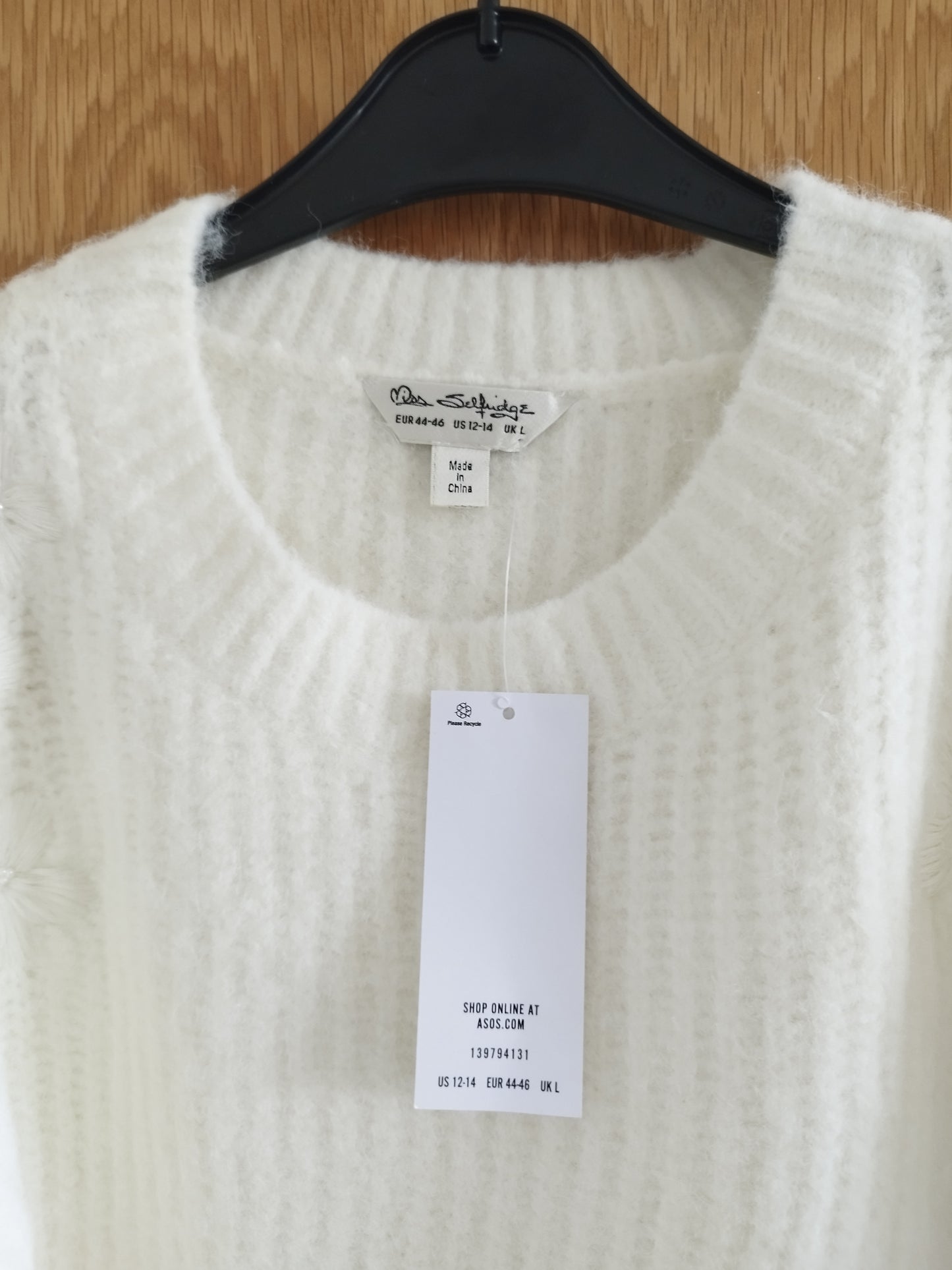 New Miss Selfridge Flower Embroidered Cream Jumper