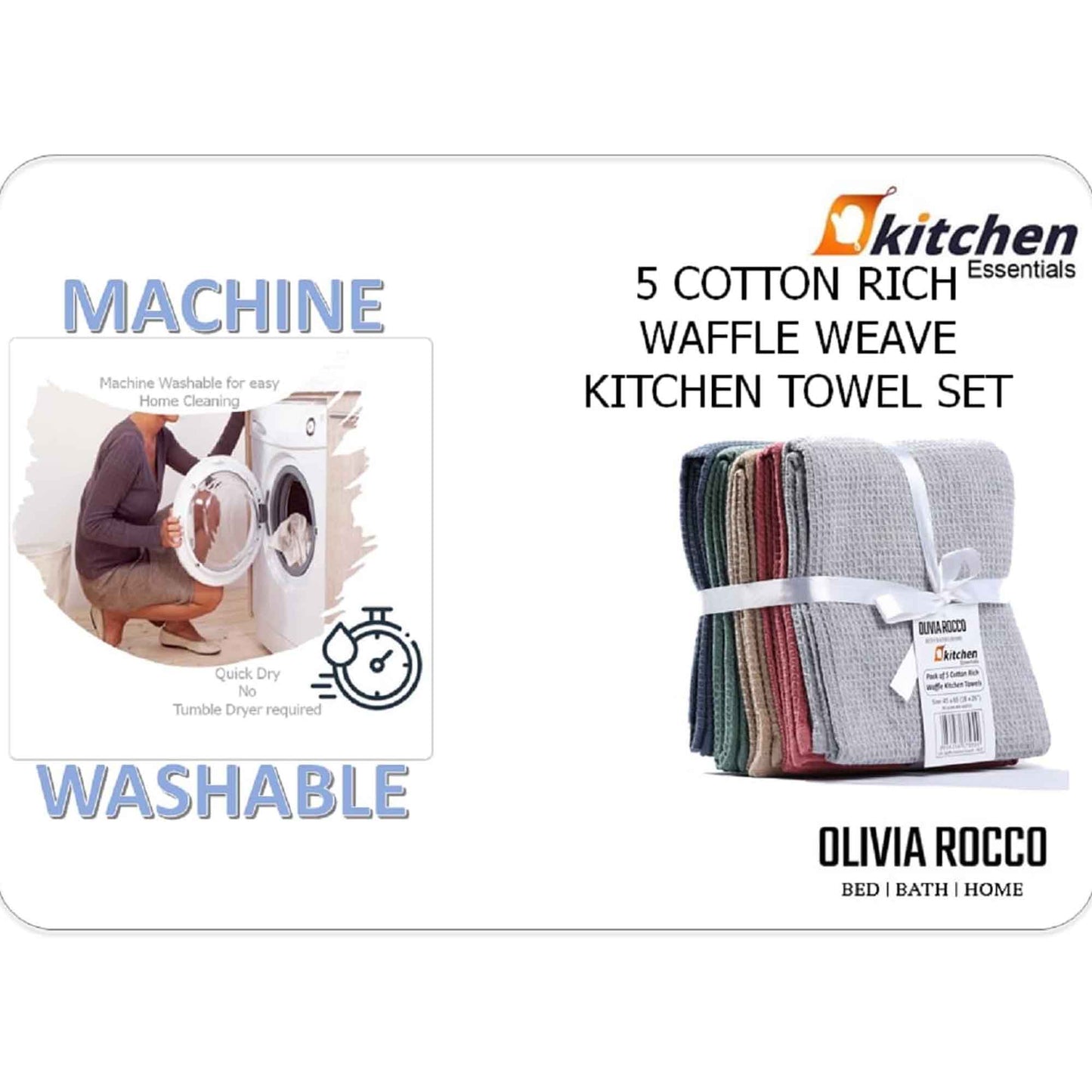 20 Pack Tea Towel Waffle Kitchen Tea Towels Cotton Absorbent Long Lasting Catering Bar Dish Towel, Assorted by OLIVIA ROCCO